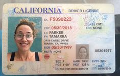 back view of california driver license